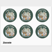 Sticker Rond Animaux de la forêt de Noël (Feuille)