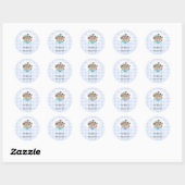 Sticker Rond Animaux de l'Arche de Noé Gingham Bleu (Feuille)