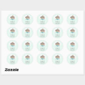 Sticker Rond Animaux de l'Arche de Noé Gingham Menthe (Feuille)