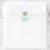 Sticker Rond Animaux de l'Arche de Noé Gingham Menthe (Sac)