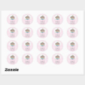 Sticker Rond Animaux de l'Arche de Noé Gingham Rose (Feuille)