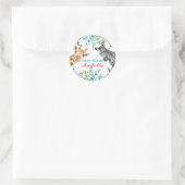 Sticker Rond animaux de safari jungle Floral Anniversaire (Sac)