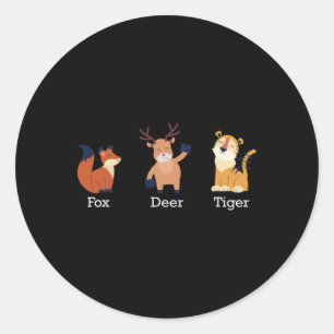 Sticker Rond Animaux de tigres de renard de cerf subtils anti-T