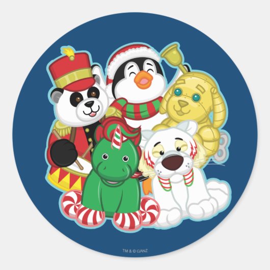 Sticker Rond Animaux de vacances Webkinz (Devant)