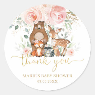Sticker Rond Animaux des Bois Fleur Florale Merci Favori