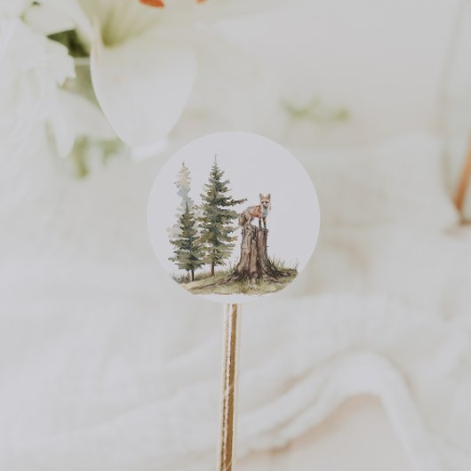 Sticker Rond Animaux des bois | Fox Baby shower Favor