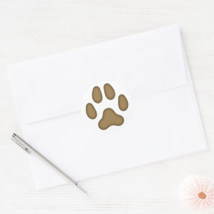 Sticker Rond Animaux Empreintes de pattes de chien Thème (Brown