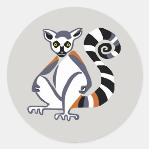 Sticker Rond Animaux en voie de disparition -LEMUR à queue d'an