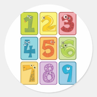 Sticker Rond Animaux et numéros