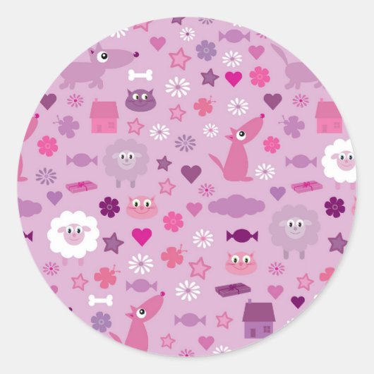 Sticker Rond Animaux et trucs marrants mignons pour des (Devant)