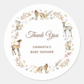 Sticker Rond Animaux Merci de Baby shower de bois (Devant)