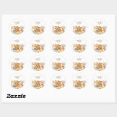 Sticker Rond Animaux Mignons Fourrure Forêt Sauvage (Feuille)