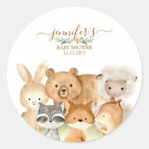 Sticker Rond Animaux Mignons Fourrure Forêt Sauvage