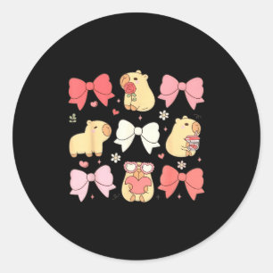 Sticker Rond Animaux Mignons Kawaii Et Nk Nœuds Coquettes Esthé