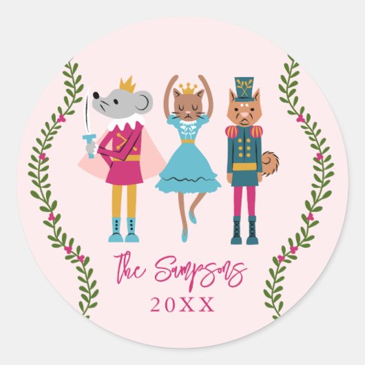 Sticker Rond Animaux Noisettes de Noël (Devant)