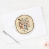 Sticker Rond Animaux rustiques de bois baby shower neutre pour  (Enveloppe)