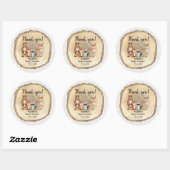 Sticker Rond Animaux rustiques de bois baby shower neutre pour  (Feuille)