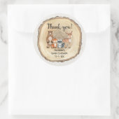 Sticker Rond Animaux rustiques de bois baby shower neutre pour  (Sac)