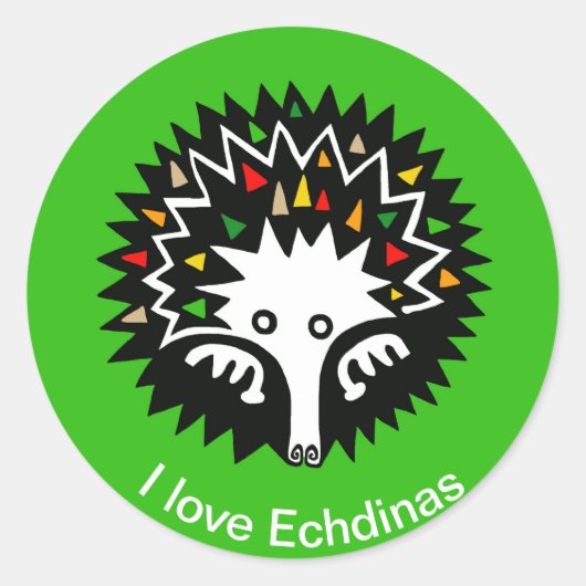 Sticker Rond Animaux sauvages - J'aime ECHIDNAS - Nature - Aust (Devant)