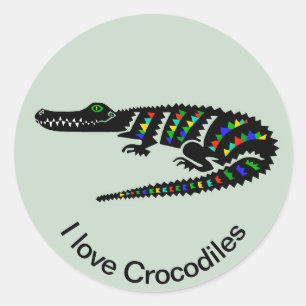 Sticker Rond Animaux sauvages-J'aime les CROCODILES - Faune-USA