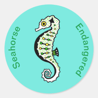 Sticker Rond Animaux sauvages - Knysna SEAHORSE - Nature - Aqua