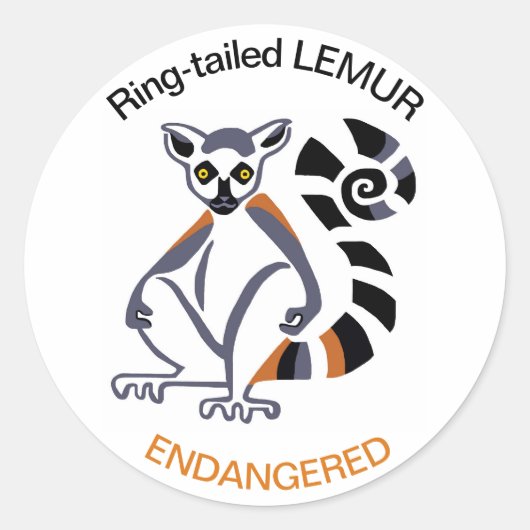 Sticker Rond Animaux sauvages - LEMUR à queue annelée - Nature (Devant)