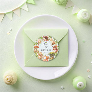 Sticker Rond Animaux sauvages Mignonne Forêt Magique
