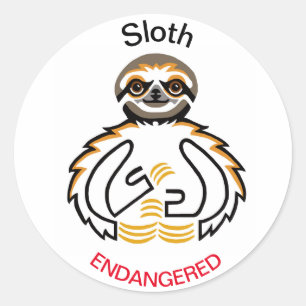 Sticker Rond Animaux sauvages - Paresseux à trois doigts - Anim