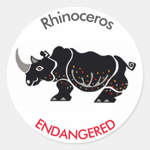 Sticker Rond Animaux sauvages - RHINOCEROS - Conservation - Afr