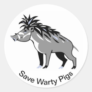 Sticker Rond Animaux sauvages - Save Warty PIGS - Faune