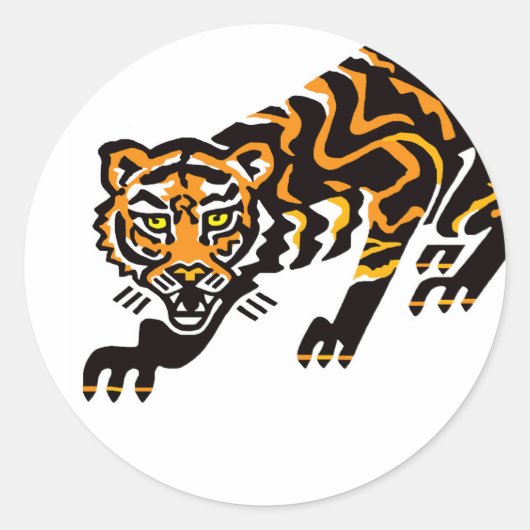 Sticker Rond Animaux sauvages - TIGER - Nature - Asie - Faune (Devant)