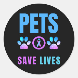 Sticker Rond Animaux Sauvons Des Vies Animal De Soutien Émotion
