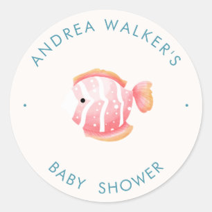 Sticker Rond Animaux sous-marins Baby Shower Coloré 