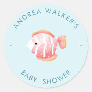 Sticker Rond Animaux sous-marins Baby Shower Coloré