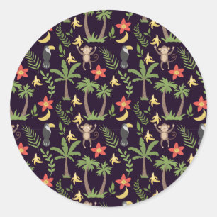 Sticker Rond Animaux tropicaux singes motifs sans soudure & mac