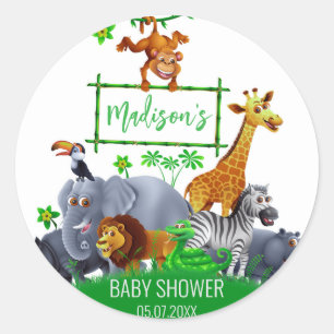 Sticker Rond Animaux Wild One Jungle verdure safari hiver