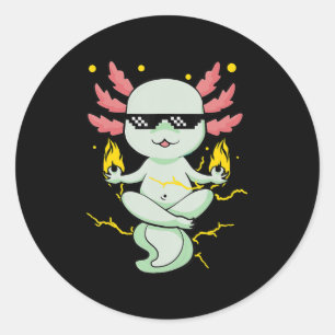 Sticker Rond Anime Axolotl Waifu Who Love Anime Ramen And Sketc