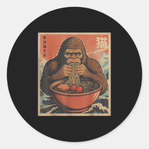 Sticker Rond Anime Bigfoot Ramen japonais Funny Kawaii Cadeaux