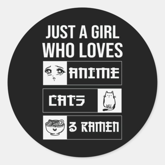 Sticker Rond Anime cadeau parfait, chats et Ramen (Devant)