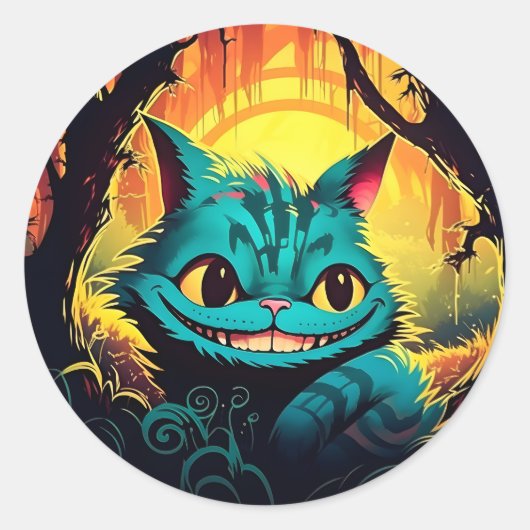 Sticker Rond Anime Cheshire Chat Alice au pays des merveilles (Devant)