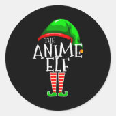 Sticker Rond Anime Elf Group Matching Family Christmas Gift Hol (Devant)
