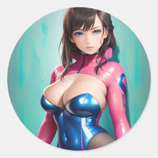 Sticker Rond Anime Girl 048 (Devant)