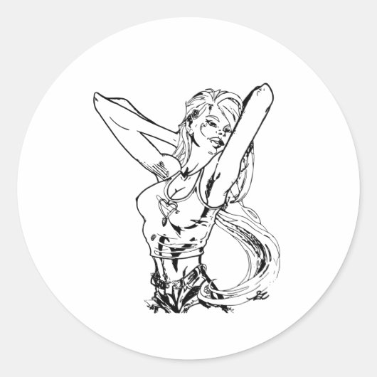 Sticker Rond Anime Girl Drag Anime Tattoo (Devant)