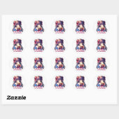 Sticker Rond Anime Girl mangeant un sandwich PB&J (Feuille)