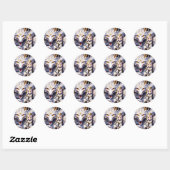 Sticker Rond Anime Girl Warrior et Dragon Ai Art (Feuille)