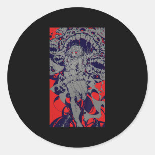 Sticker Rond Anime Horreur esthétique Scary Déplaisante fille j