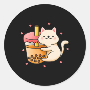 Sticker Rond Anime Kawaii Chat Boba Bubble Tea Anime Merch Cade