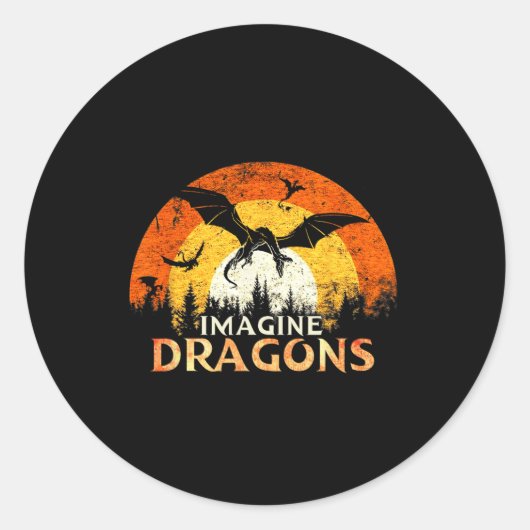 Sticker Rond Anime Kawaii Imaginaire Mythique Dragons Imagine V (Devant)