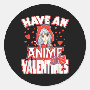 Sticker Rond Anime Lover Valentines Day Enfants Ados Adultes