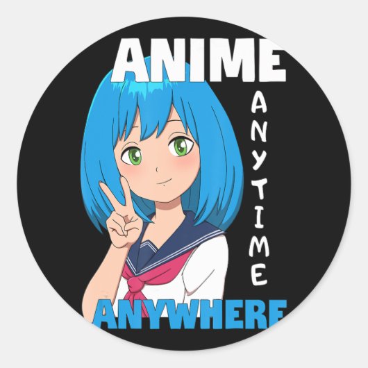 Sticker Rond Anime N'Importe Où Anime Girl (Devant)